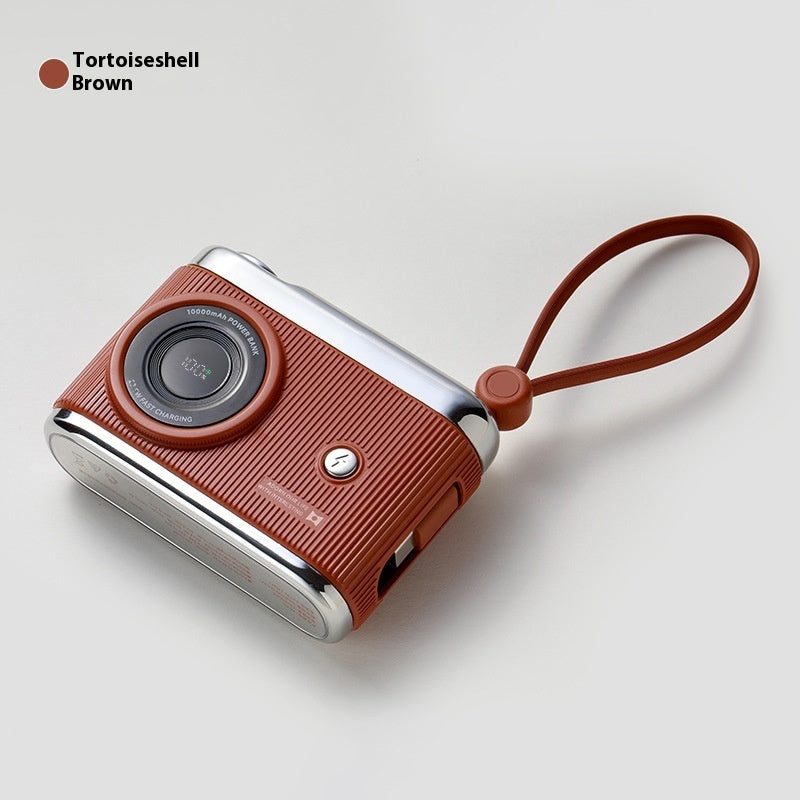 Large Capacity Mobile Power Supply with Cable Fast Charge in Beige Pink Brown - cable fast charge large capacity mobile