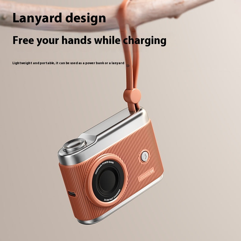 Large Capacity Mobile Power Supply with Cable Fast Charge in Beige Pink Brown - cable fast charge large capacity mobile