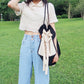 Large Capacity Mori Style Cloth Bag with Thickened Shoulder Strap - Teleplus Thick cloth bag large capacity mori style