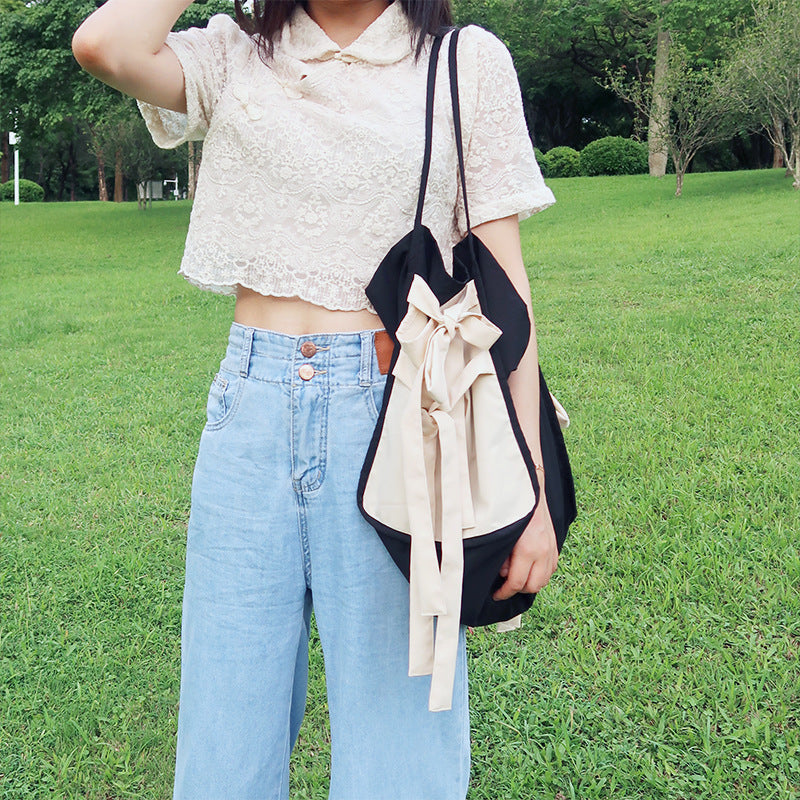 Large Capacity Mori Style Cloth Bag with Thickened Shoulder Strap - Teleplus Thick cloth bag large capacity mori style