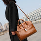 Large Capacity Portable Shoulder Bag with Genuine Leather and Multiple Compartments - large capacity portable shoulder