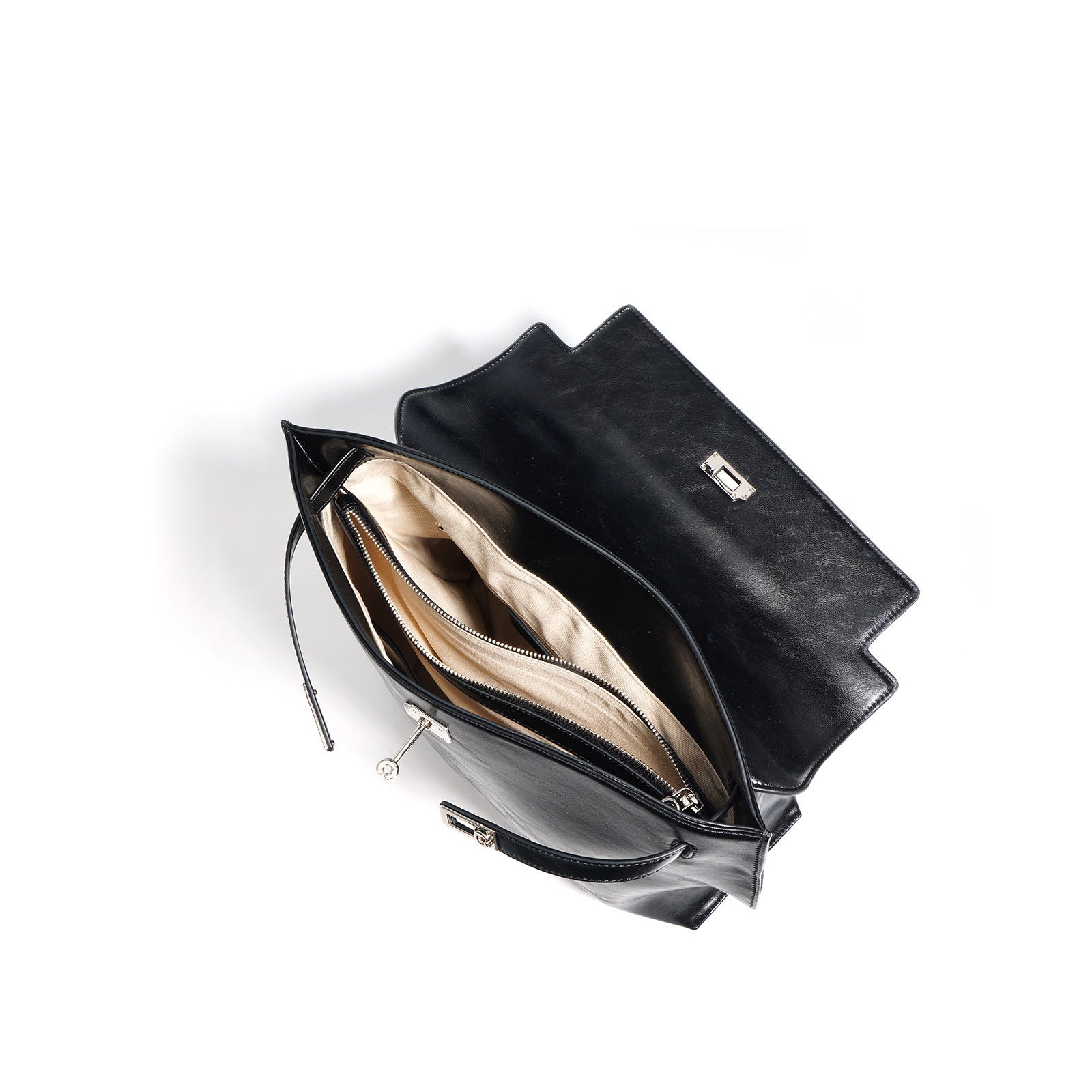 Large Capacity Premium Leather Horizontal Square Bag with Genuine Detailing - Teleplus large capacity premium leather