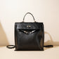 Large Capacity Premium Leather Horizontal Square Bag with Genuine Detailing - Teleplus large capacity premium leather