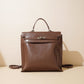 Large Capacity Premium Leather Horizontal Square Bag with Genuine Detailing - Teleplus large capacity premium leather