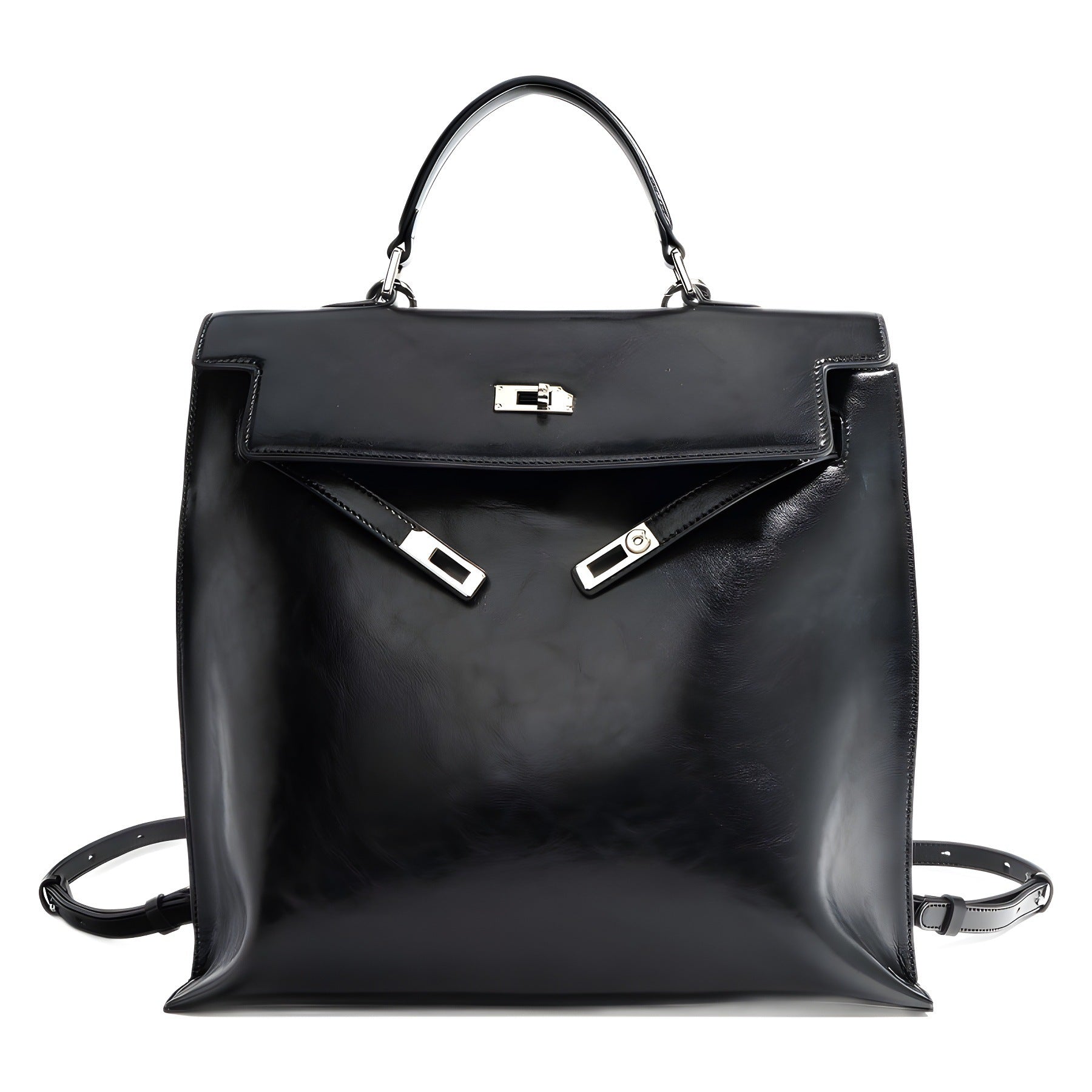 Large Capacity Premium Leather Horizontal Square Bag with Genuine Detailing - Teleplus large capacity premium leather