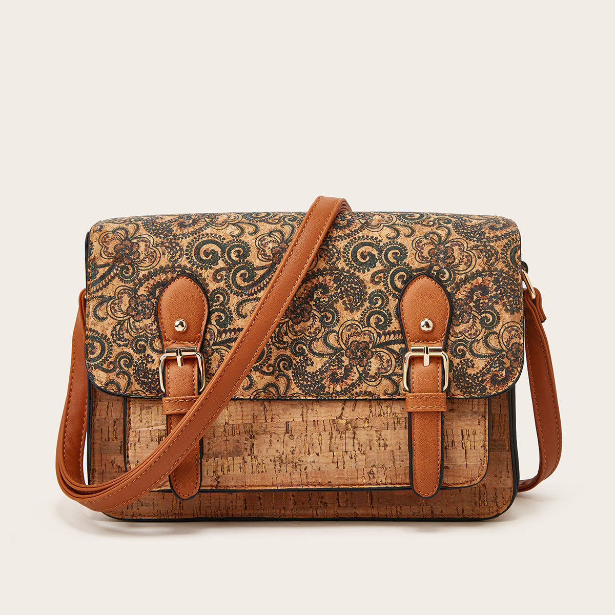 Large Capacity Printed Crossbody Bag with Grass Flower Design - crossbody large capacity printed bag