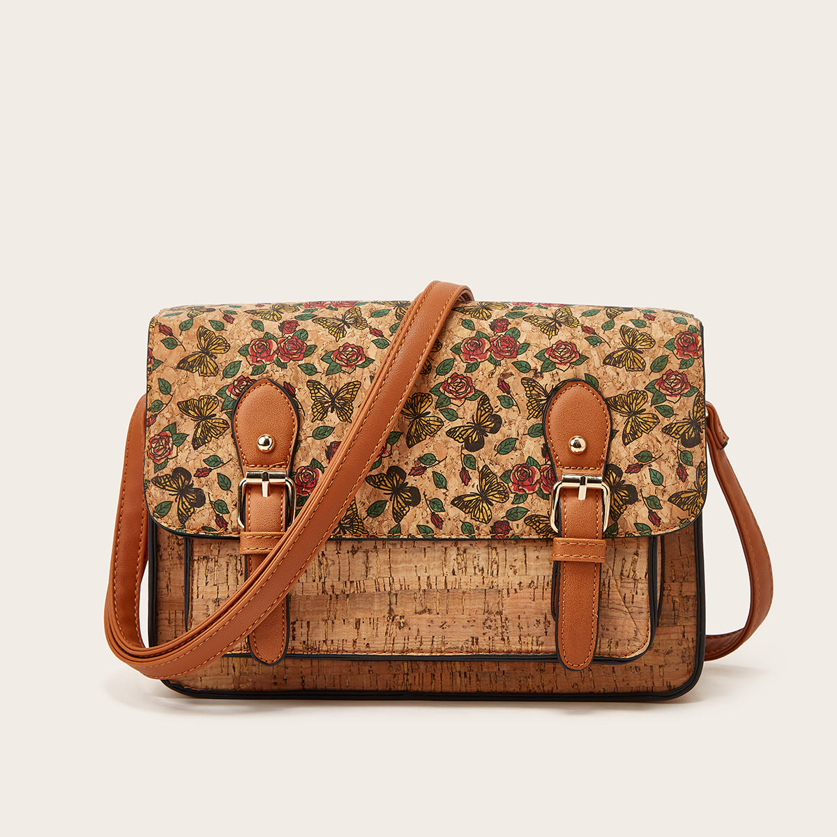 Large Capacity Printed Crossbody Bag with Grass Flower Design - crossbody large capacity printed bag