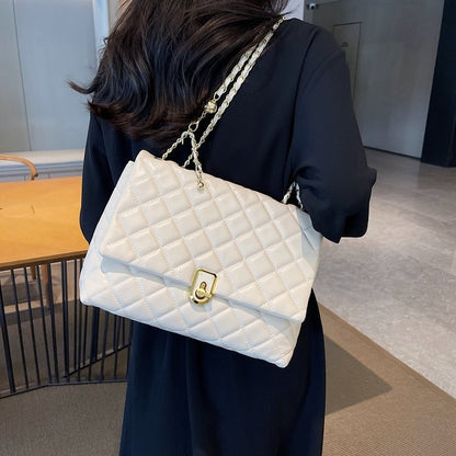 Large Capacity Shoulder Bag in Black or White with Diamond Embroidery Thread - Teleplus diamond embroidery thread large