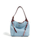 Large Capacity Shoulder Bag with Denim Fashion Layer Cowhide Detailing - Teleplus large capacity shoulder layer cowhide