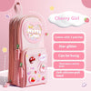 Large Capacity Simple Cute Three Cartoon Canvas Pen Bag - Cherry Girl