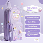 Large Capacity Simple Cute Three Cartoon Canvas Pen Bag - Cute Cartoon Bag Pencil for Your School Adventures