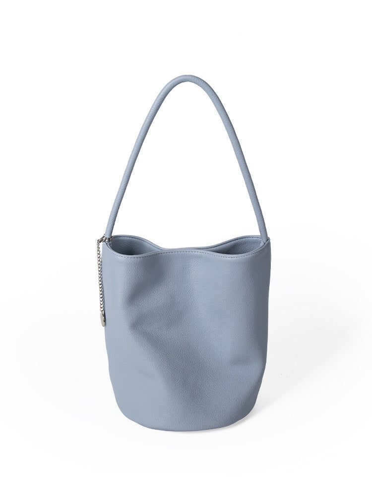 Large Capacity Soft Leather Shoulder Bag with Sandwich Pocket and Handle - Teleplus soft leather large capacity