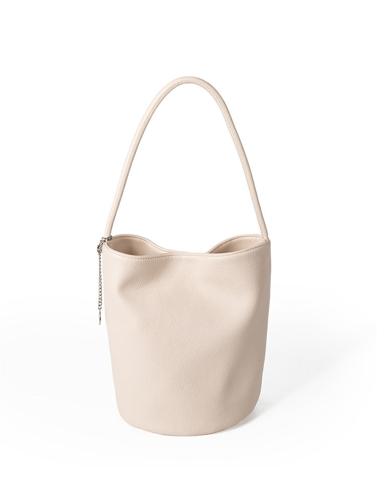 Large Capacity Soft Leather Shoulder Bag with Sandwich Pocket and Handle - Teleplus soft leather large capacity