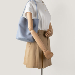 Large Capacity Soft Leather Shoulder Bag with Sandwich Pocket and Handle - Teleplus soft leather large capacity