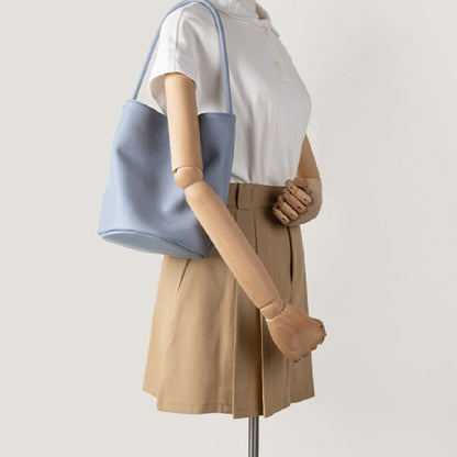 Large Capacity Soft Leather Shoulder Bag with Sandwich Pocket and Handle - Teleplus soft leather large capacity