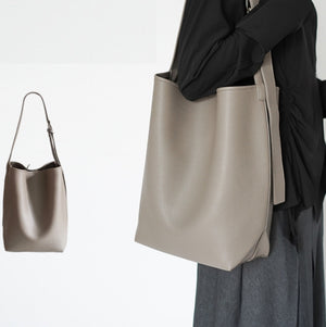 Large Capacity Solid Color Lychee Pattern Bucket Bag for Commute and Travel - Teleplus large capacity solid color