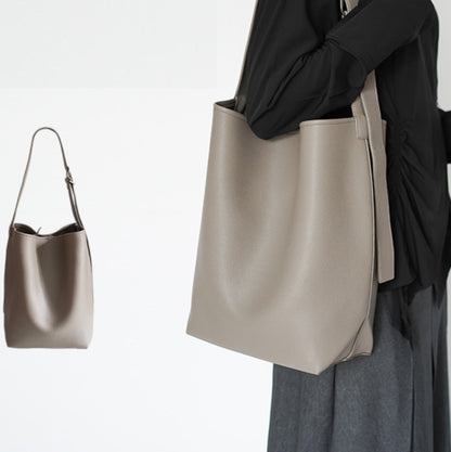 Large Capacity Solid Color Lychee Pattern Bucket Bag for Commute and Travel - Teleplus large capacity solid color