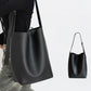 Large Capacity Solid Color Lychee Pattern Bucket Bag for Commute and Travel - Teleplus large capacity solid color