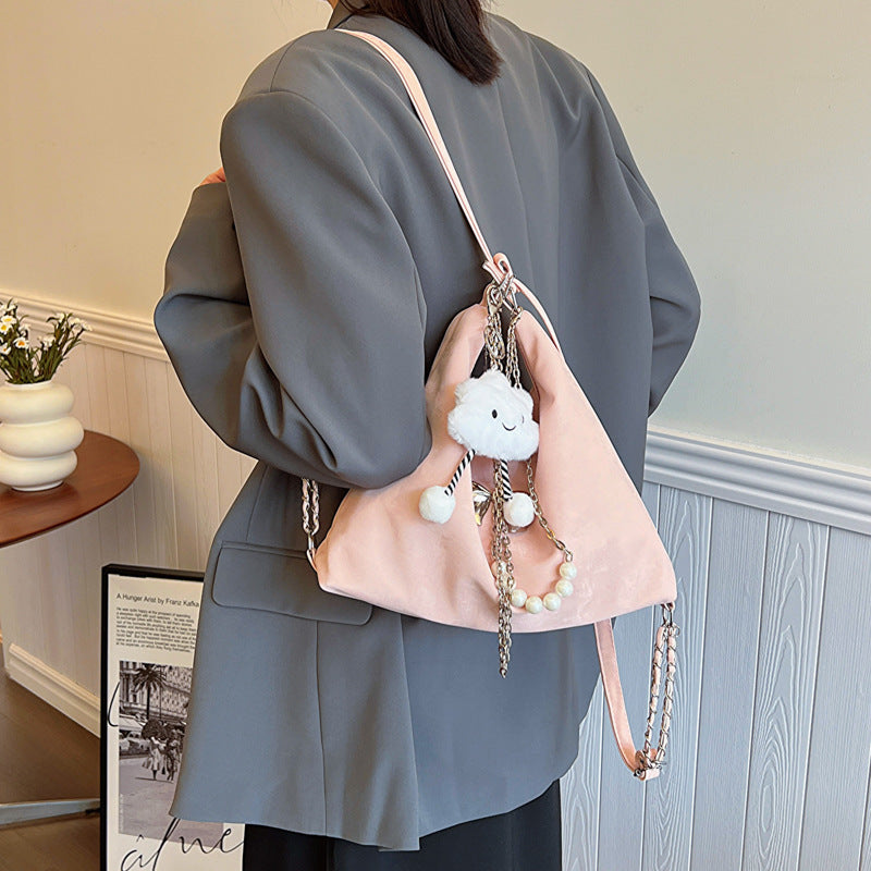 Large Capacity Spring Fashion Shoulder Bag with Synthetic Leather Texture - Teleplus large capacity spring fashion