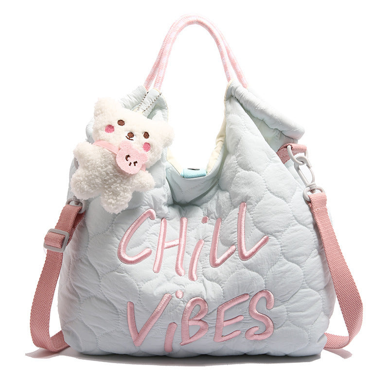 Large Capacity Student Commuter Bag with Colorful Bear Pendants for Female - Females large capacity student commuter