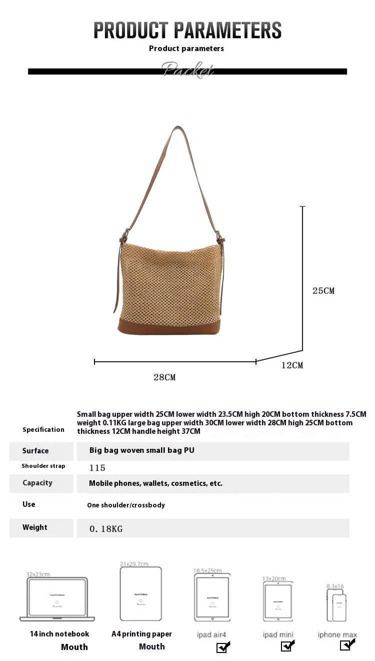Large Capacity Summer Seaside Beach Woven Straw Bag for Daily - Teleplus large capacity summer seaside vacation beach