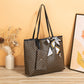Large Capacity Synthetic Leather Tote Bag with Diamond Plaid Design - Teleplus tote bag large diamond plaid portable