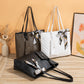 Large Capacity Synthetic Leather Tote Bag with Diamond Plaid Design - Teleplus tote bag large diamond plaid portable