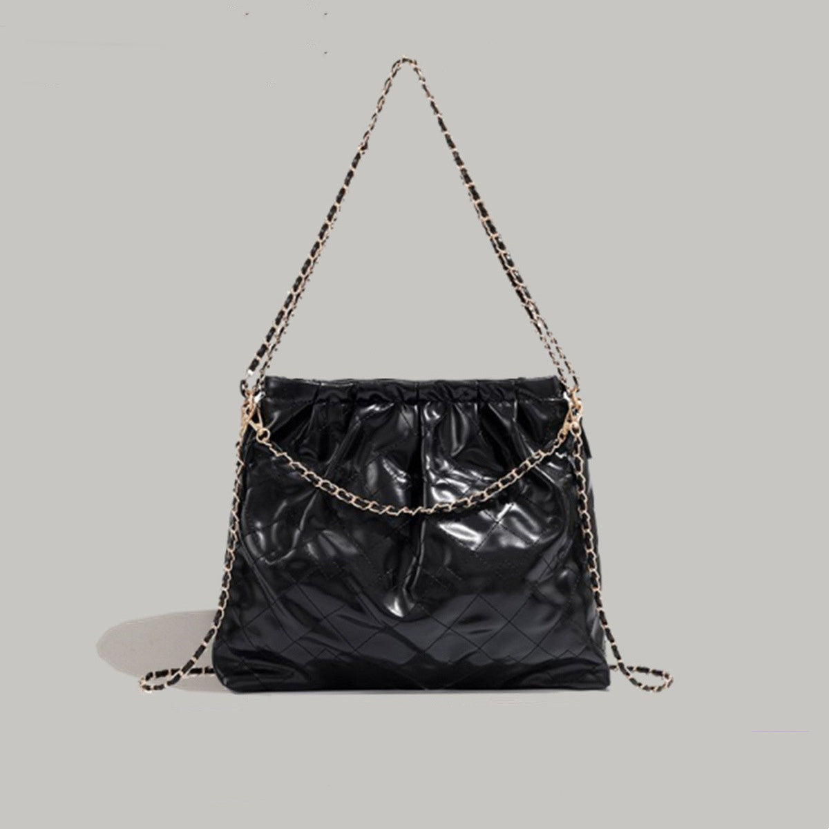 Large Capacity Tote Shoulder Messenger Bag with Sandwich Pocket and Rhombus Design - large capacity tote shoulder