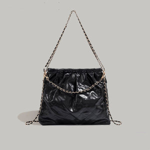Large Capacity Tote Shoulder Messenger Bag with Sandwich Pocket and Rhombus Design - large capacity tote shoulder