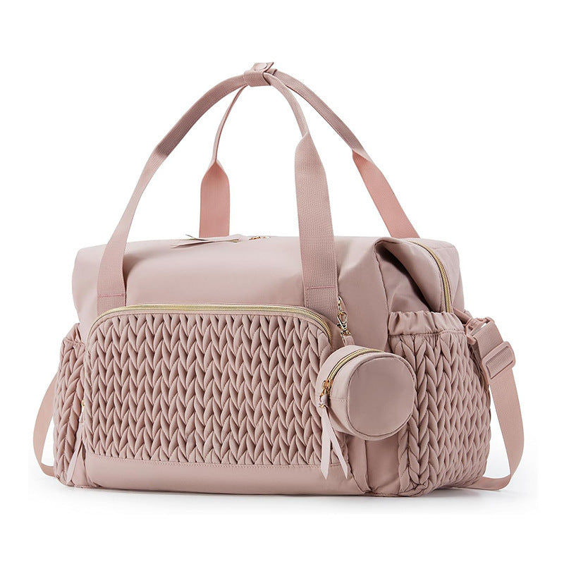 Large Capacity Travel Handbag with Striped Design and Curved Shoulder Strap - Teleplus striped handbag large capacity