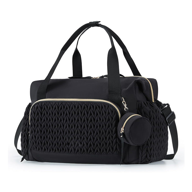Large Capacity Travel Handbag with Striped Design and Curved Shoulder Strap - Teleplus striped handbag large capacity