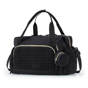 Large Capacity Travel Handbag with Striped Design and Curved Shoulder Strap - Teleplus striped handbag large capacity