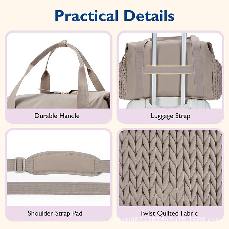 Large Capacity Travel Handbag with Striped Design and Curved Shoulder Strap - Teleplus striped handbag large capacity