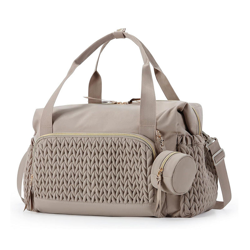 Large Capacity Travel Handbag with Striped Design and Curved Shoulder Strap - Teleplus striped handbag large capacity
