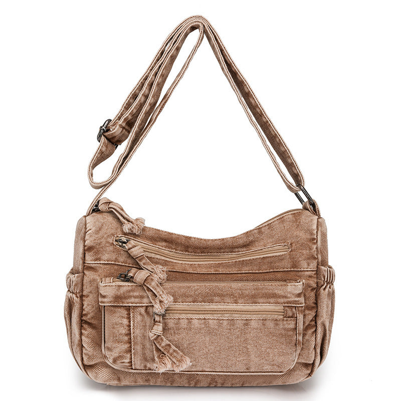 Large Capacity Versatile Bag with Denim Style and Multiple Pockets - Teleplus bag large capacity versatile