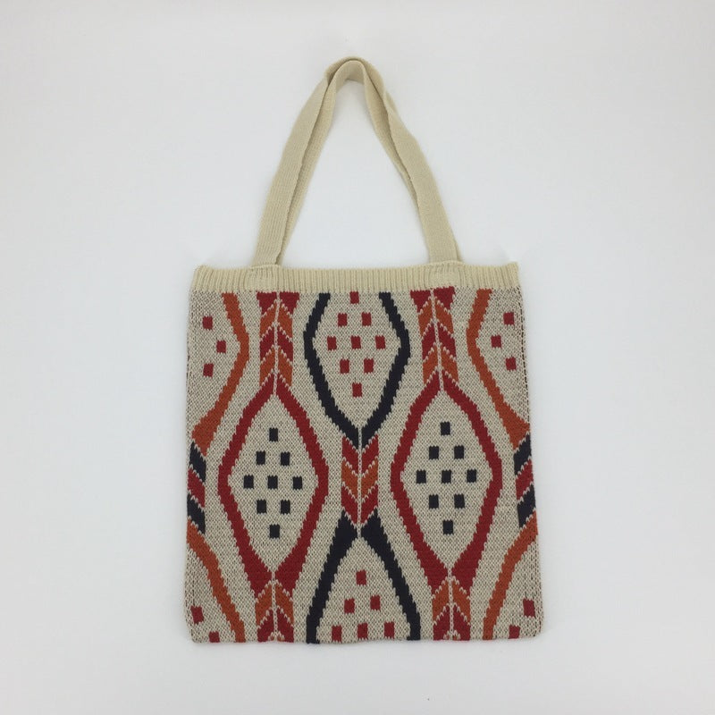 Large Capacity Woven Fabric Cute Fashion Tote Bag with Vertical Suitcase Design - Teleplus large capacity woven fabric