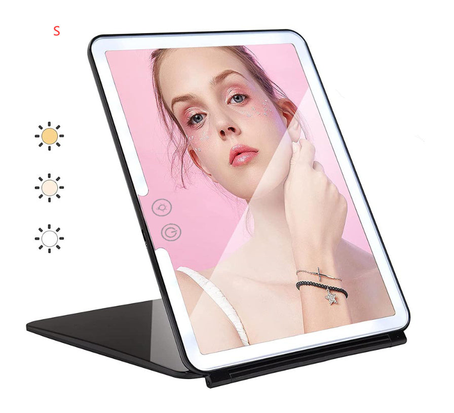 Large Cosmetic Mirror With Light Portable Make-up Rechargeable Folding Makeup - Light Portable Large Cosmetic Mirror