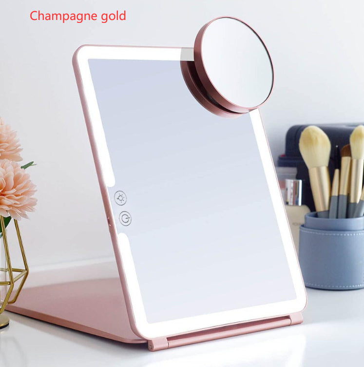 Large Cosmetic Mirror With Light Portable Make-up Rechargeable Folding Makeup - Light Portable Large Cosmetic Mirror