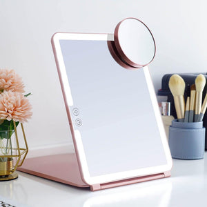 Large Cosmetic Mirror With Light Portable Make-up Rechargeable Folding Makeup - Light Portable Large Cosmetic Mirror