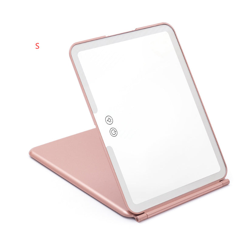 Large Cosmetic Mirror With Light Portable Make-up Rechargeable Folding Makeup - Light Portable Large Cosmetic Mirror