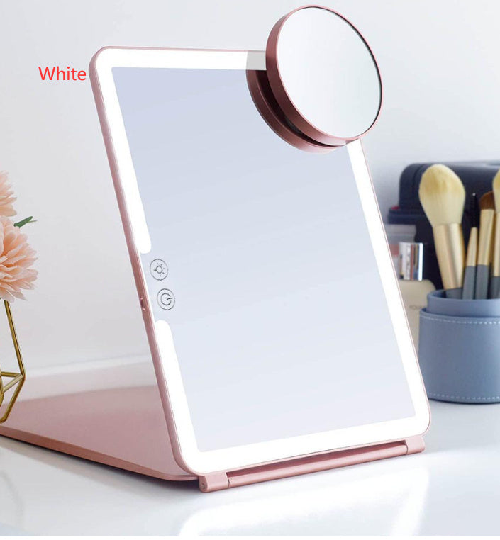 Large Cosmetic Mirror With Light Portable Make-up Rechargeable Folding Makeup - Light Portable Large Cosmetic Mirror