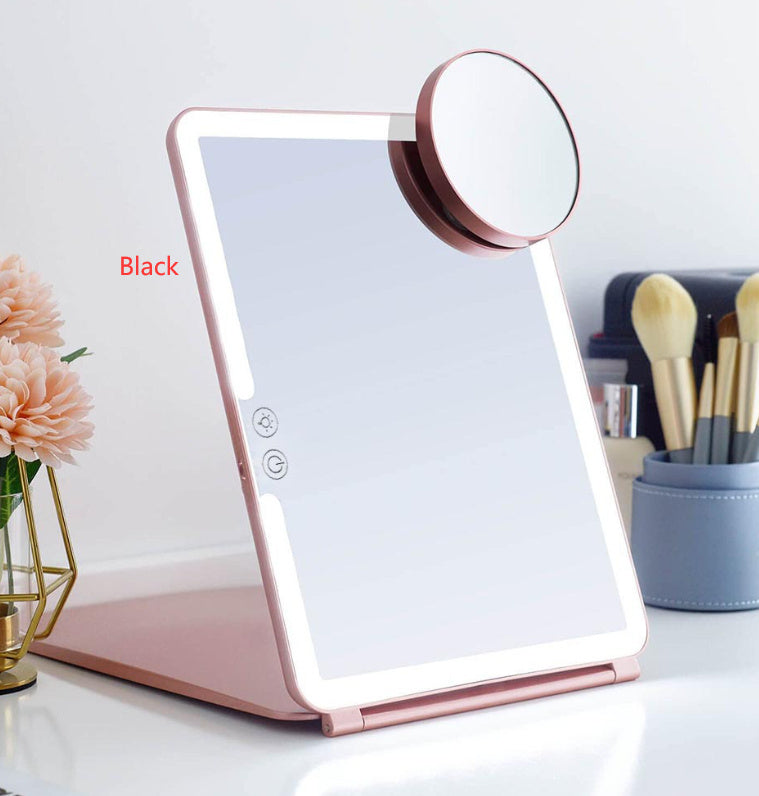 Large Cosmetic Mirror With Light Portable Make-up Rechargeable Folding Makeup - Light Portable Large Cosmetic Mirror