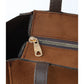 Large Faux Leather Zip Closure Tote Bag with Front Pocket Hand Arm and Shoulder Bag Brown