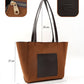 Large Faux Leather Zip Closure Tote Bag with Front Pocket Hand Arm and Shoulder Bag Brown