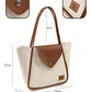 Large Faux Leather Snap Closure Tote Bag Single Compartment Hand Arm and Shoulder Bag