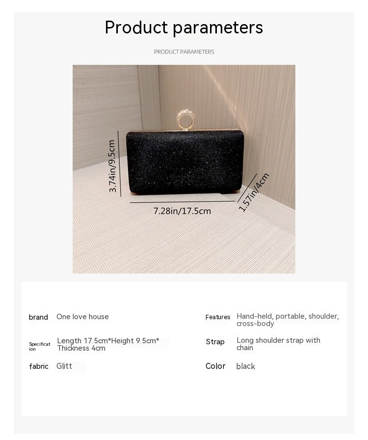 Large Polyester Suitcase with Fashion Rhinestone Ring and Wallet - Stay Shiny the fashion rhinestone ring