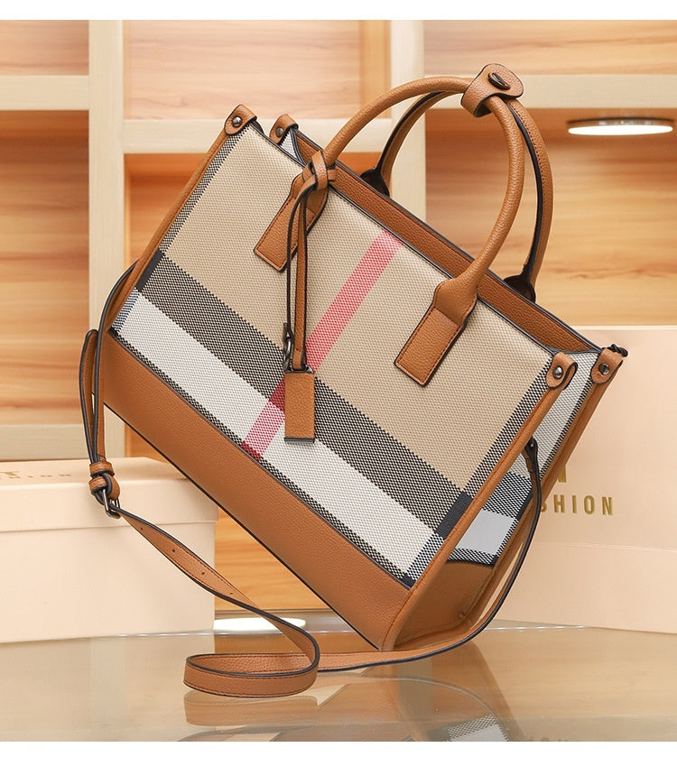 Large Shoulder Bag with Plaid Design for Travel and Leisure - Teleplus handbag large shoulder bag crossbody