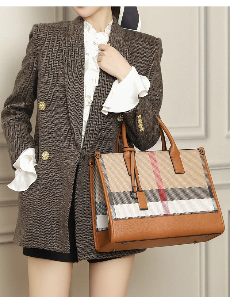 Large Shoulder Bag with Plaid Design for Travel and Leisure - Teleplus handbag large shoulder bag crossbody