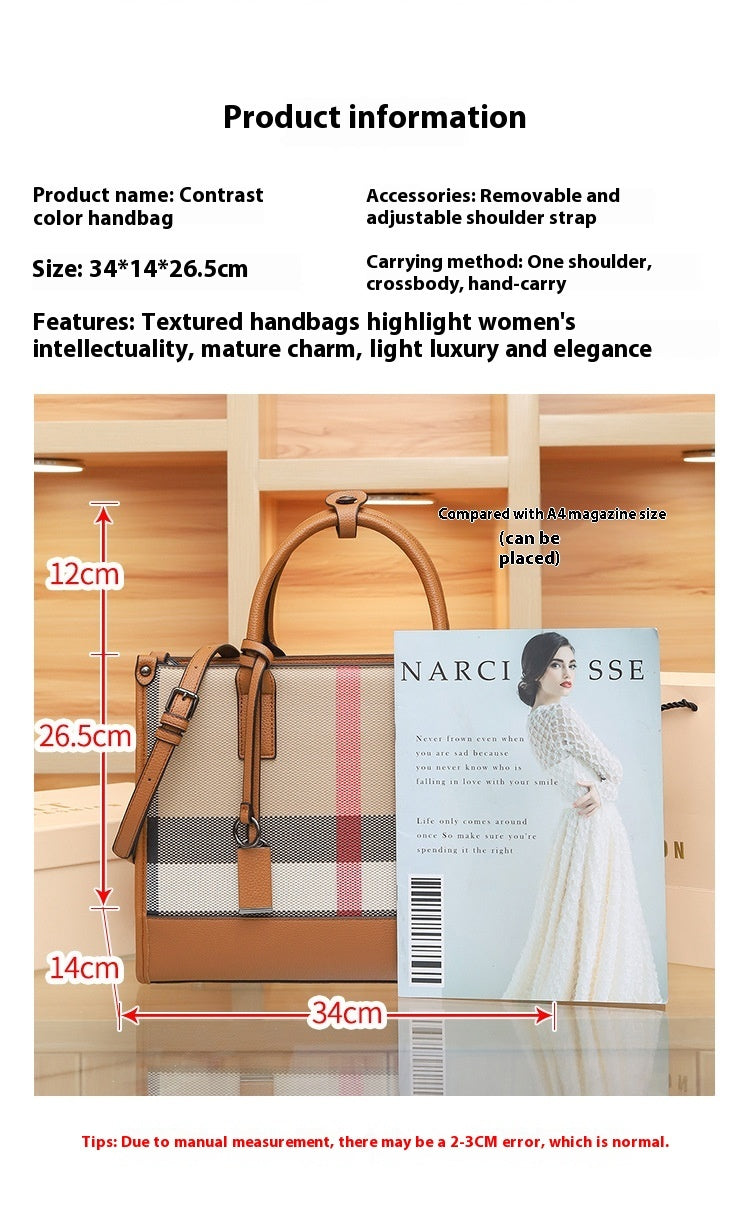 Large Shoulder Bag with Plaid Design for Travel and Leisure - Teleplus handbag large shoulder bag crossbody