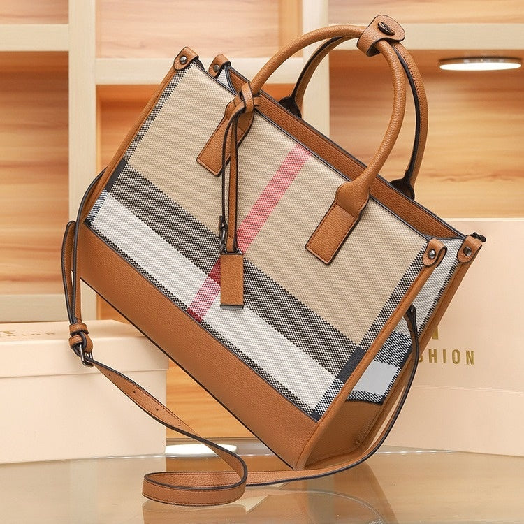 Large Shoulder Bag with Plaid Design for Travel and Leisure - Teleplus handbag large shoulder bag crossbody